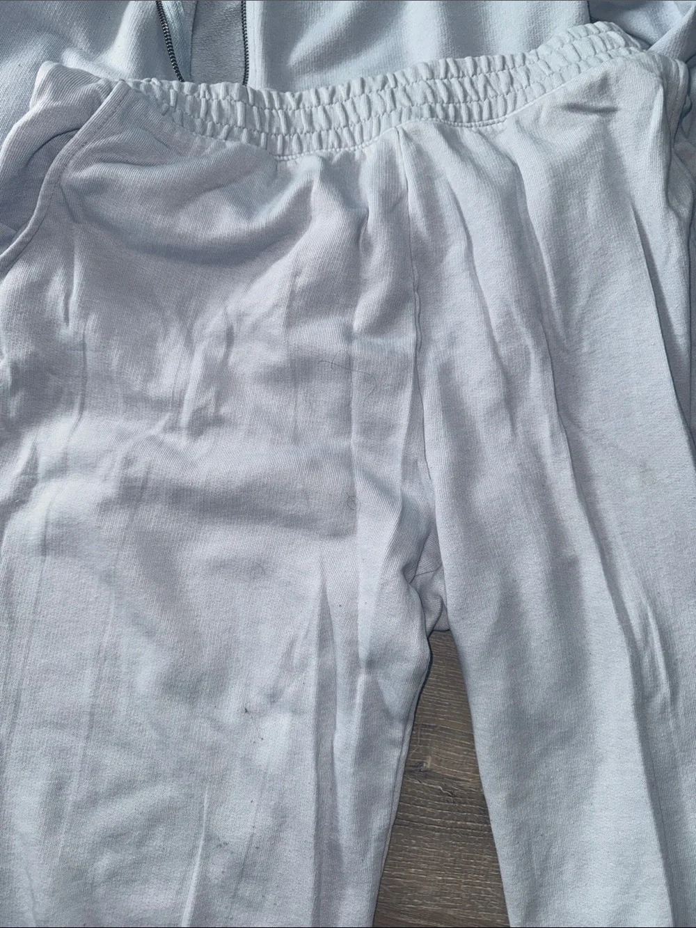 American Eagle Outfitters Light Blue Hooded Zip Crop Sweatshirt & Joggers Set